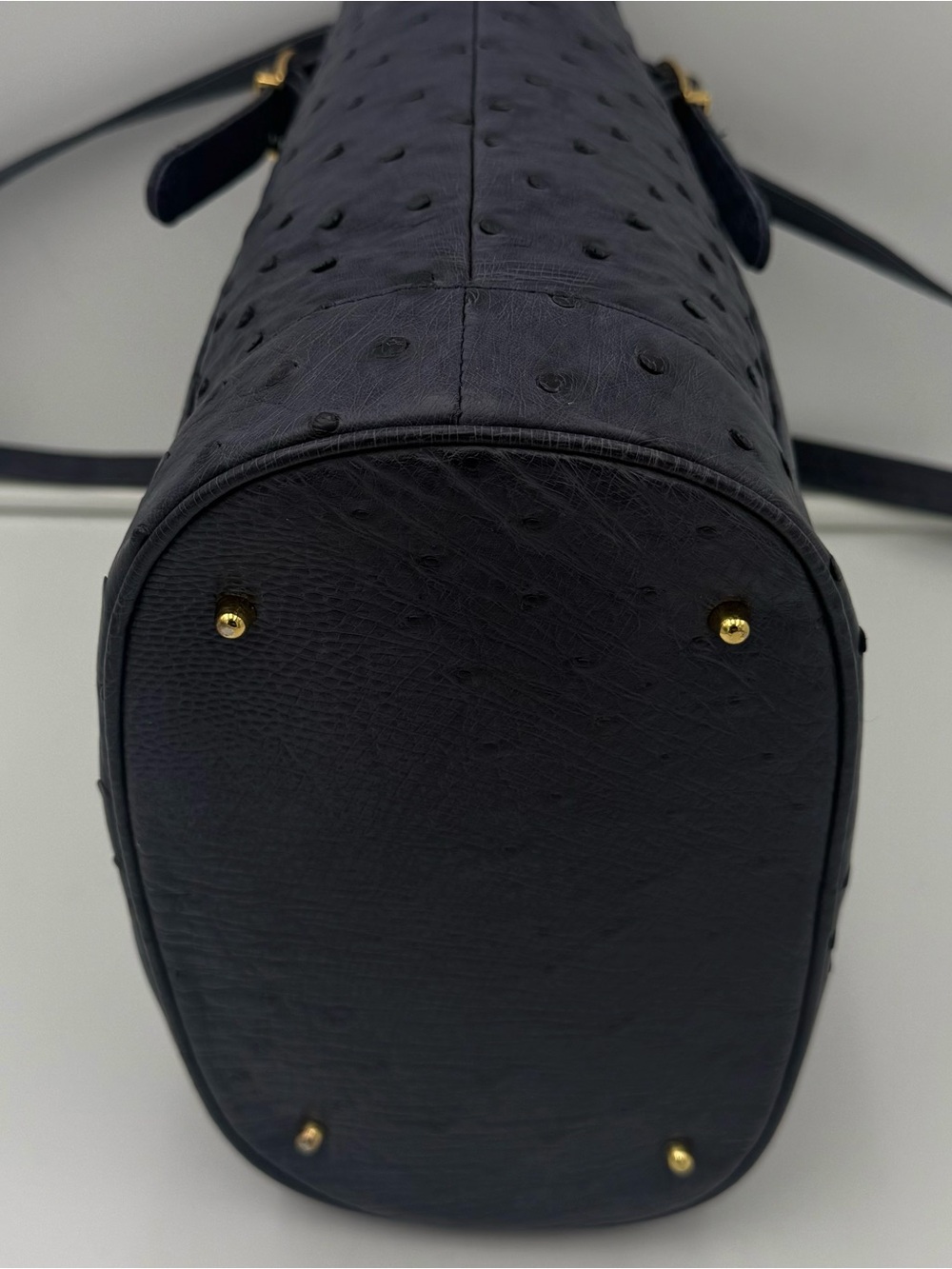 JRA • Blue Exotic Genuine OSTRICH Blue Bucket 24 Shoulder Bag - Made in JAPAN - Picture 12 of 16